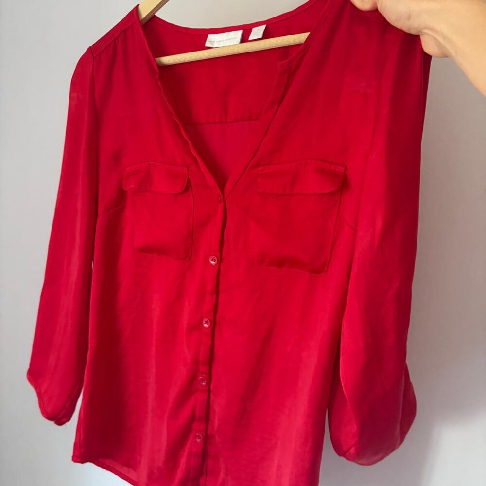 New York & Company Red Women's Shirt- Size M- Preloved